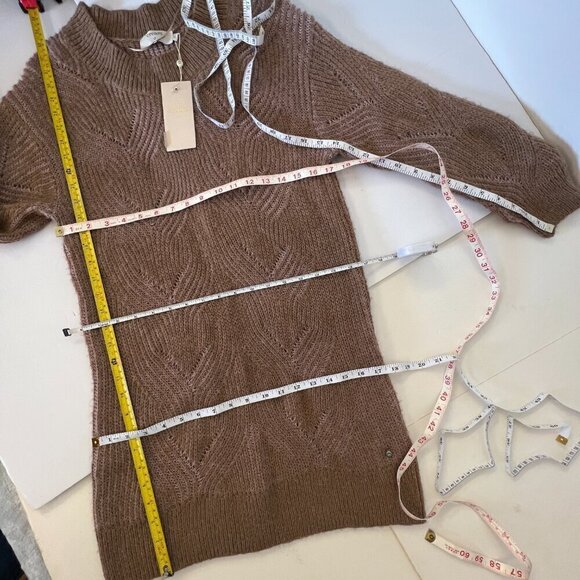 NWT Cream Aliette Alpaca Blended Pullover Sweater Dress Toasted Rose Brown Sz M - Picture 9 of 9